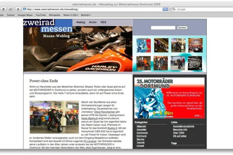 Bild: BlogSolution startet in den Frühling - Leipziger Blogdienstleister erstellt Weblog für Motorradmesse Dortmund