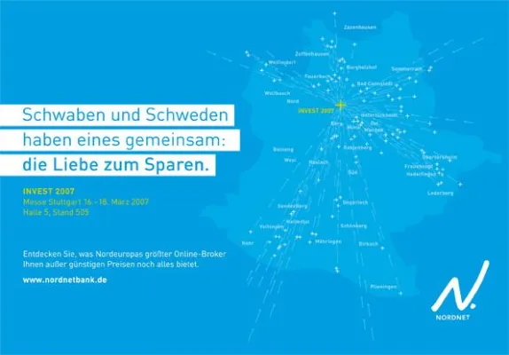 Bild: Erste Außenwerbung für die Nordnet Bank: minigram taucht ganz Stuttgart in Cyan