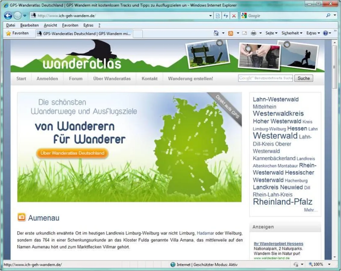 Der Wanderatlas Deutschland (ich-geh-wandern.de) wurde im Gründerwettbewerb Multimedia ausgezeichnet