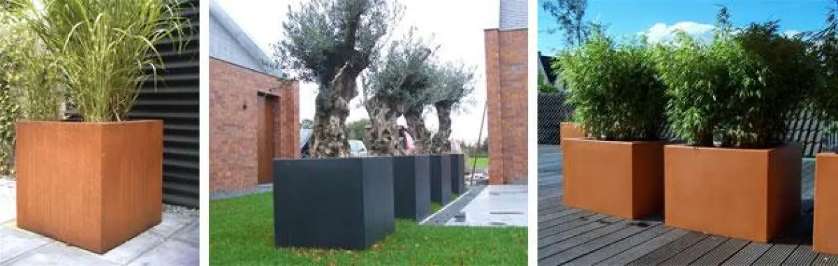 Cortenstahl- und GFK-Pflanzgefäße