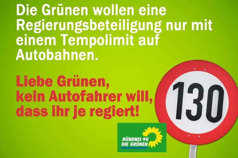 Bild: Grüne wollen bei Regierungsbeteiligung Tempolimit durchsetzen