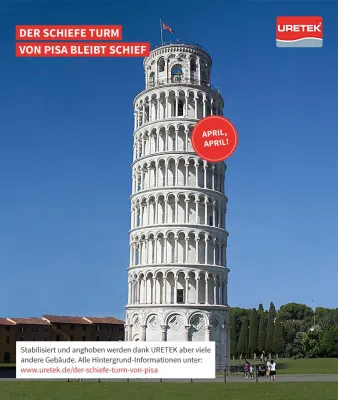 Der Schiefe Turm von Pisa bleibt schief – stabilisiert oder angehoben werden aber viele andere Gebäude. Bild: Der Schiefe Turm von Pisa bleibt schief – stabilisiert oder angehoben werden aber viele andere Gebäude.