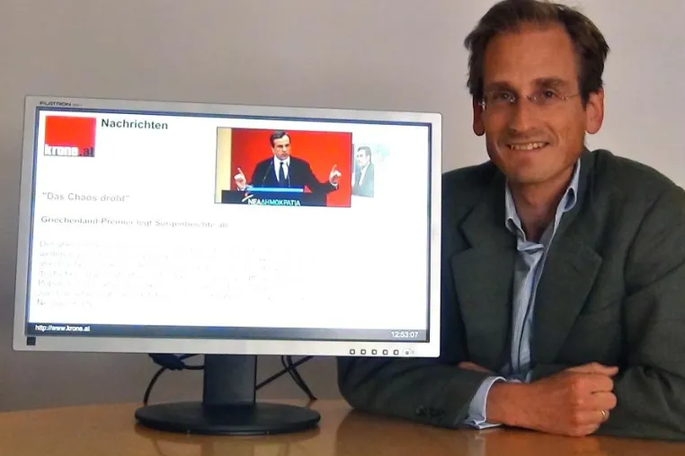 Bild: Krone.at liefert Infotainment auf pos-vision Bildschirme