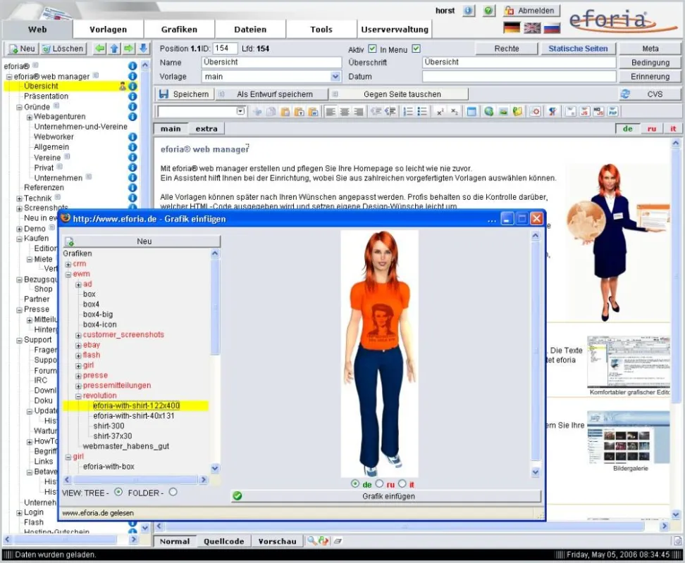 Screenshot eforia web manager