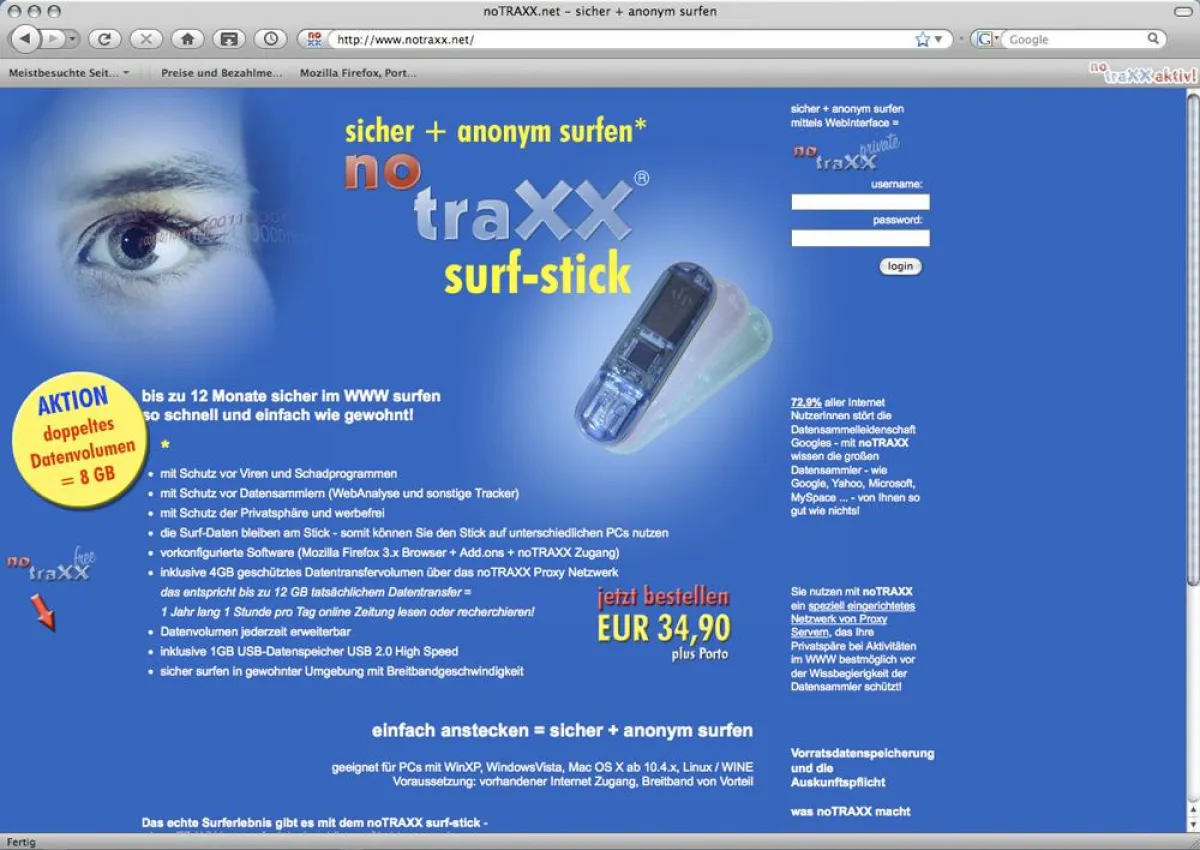 sicher + anonym surfen = noTRAXX surf-stick