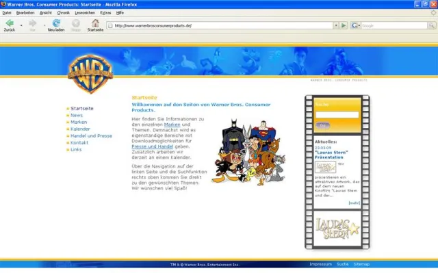 Bild: NEUER INTERNET AUFTRITT WARNER BROS. CONSUMER PRODUCTS