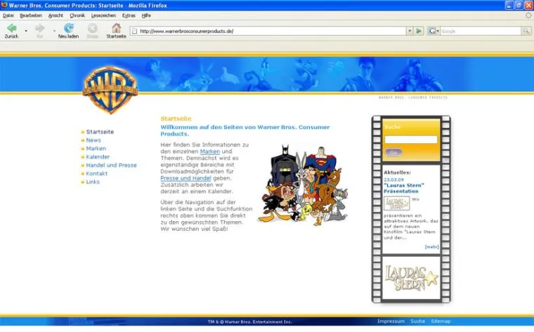 Bild: NEUER INTERNET AUFTRITT WARNER BROS. CONSUMER PRODUCTS
