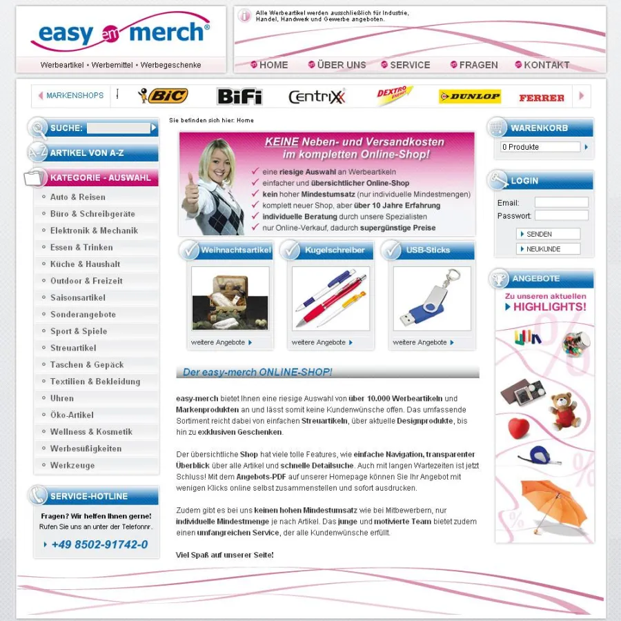 Neuer Werbeartikel-Shop unter www.easy-merch.com