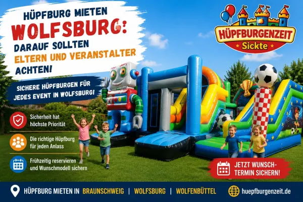 Bild: Hüpfburg mieten Wolfsburg: Darauf sollten Eltern und Veranstalter achten