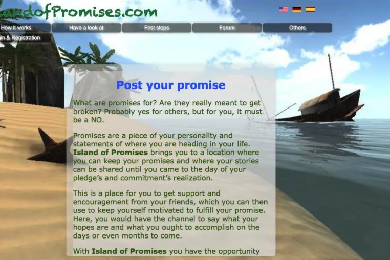 Bild: IslandofPromises - Der interaktive 3D Webseite für Versprechen