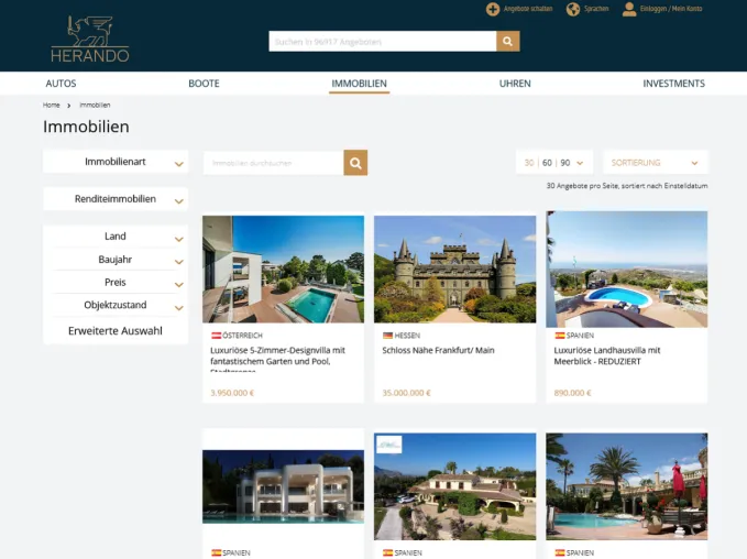 Herando steht für 30 Jahre Erfahrung im Handel mit Luxusimmobilien als Wertanlage oder für Eigenbedarf Bild: Herando steht für 30 Jahre Erfahrung im Handel mit Luxusimmobilien als Wertanlage oder für Eigenbedarf