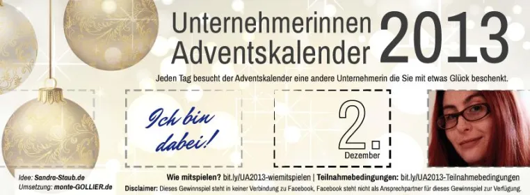 Unternehmerinnen Adventskalender 2013: Türchen öffnen ohne Datenstriptease bei Facebook Bild: Unternehmerinnen Adventskalender 2013: Türchen öffnen ohne Datenstriptease bei Facebook
