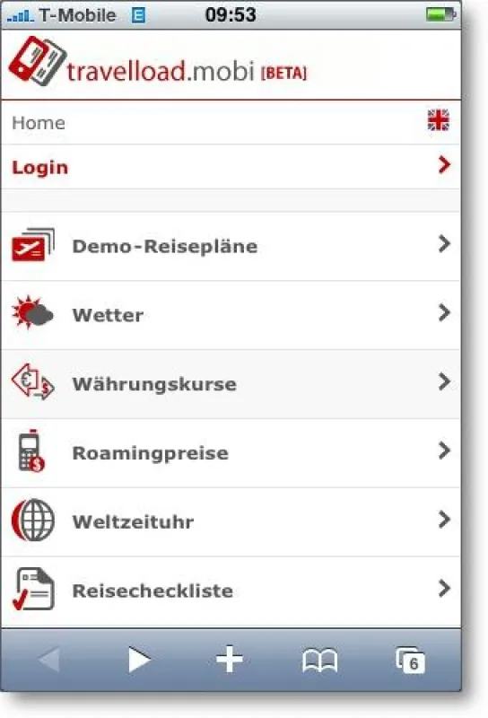 mobile Reisepläne auf travelload.mobi
