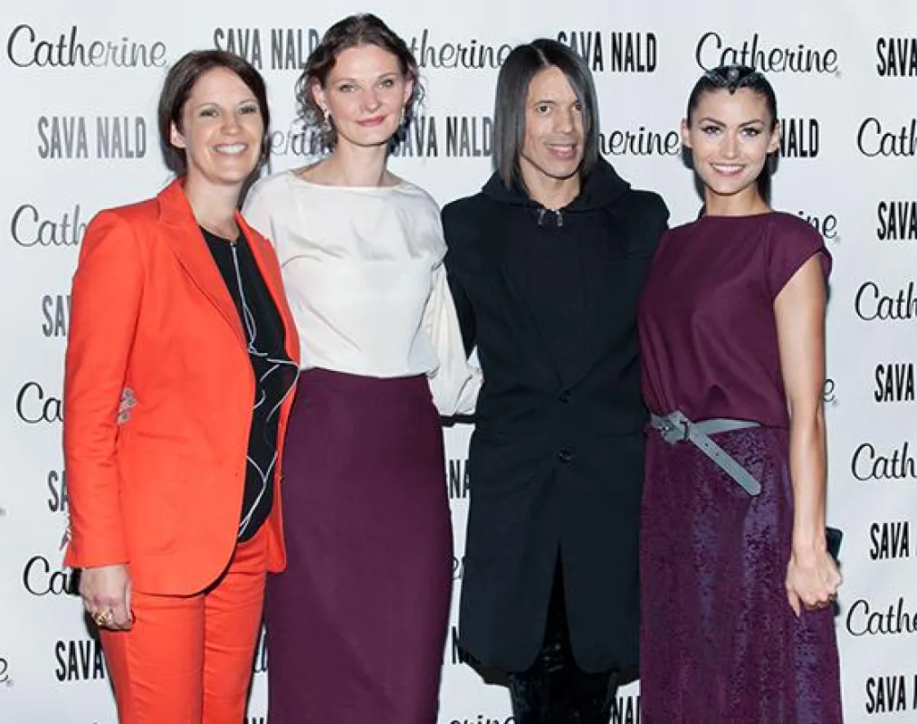 Gescha?ftsfu?hrerin Catherine Frimmel, Designerin Inna Thomas, Jorge Gonza?les und Model Fiona Erdma