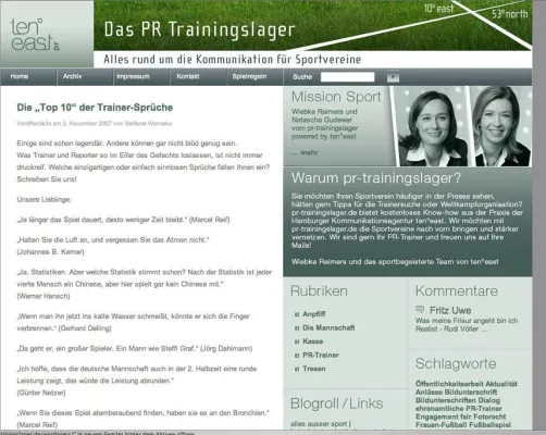 Bild: ten°east startet Sportblog: pr-trainingslager.de bringt Sportvereine nach vorn