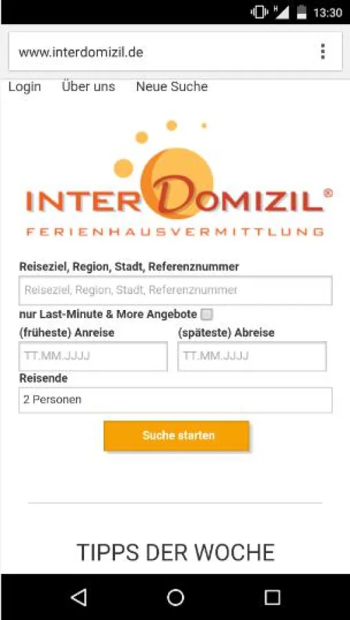 InterDomizil Website für mobile Endgeräte