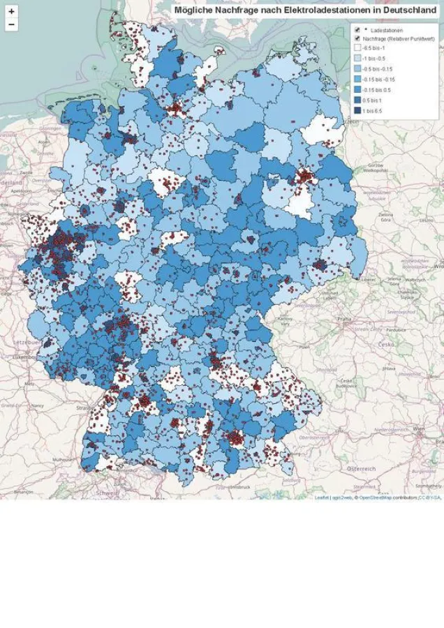 Eine Webkarte zum regionalen Nachfragepotenzial nach Elektroladestationen in Deutschland ()