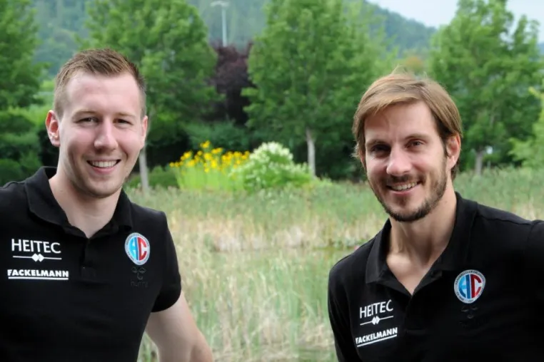 Handball-Bundesliga: Michael Haaß und Nikolai Link auf der Kommandobrücke des HC Erlangen Bild: Handball-Bundesliga: Michael Haaß und Nikolai Link auf der Kommandobrücke des HC Erlangen