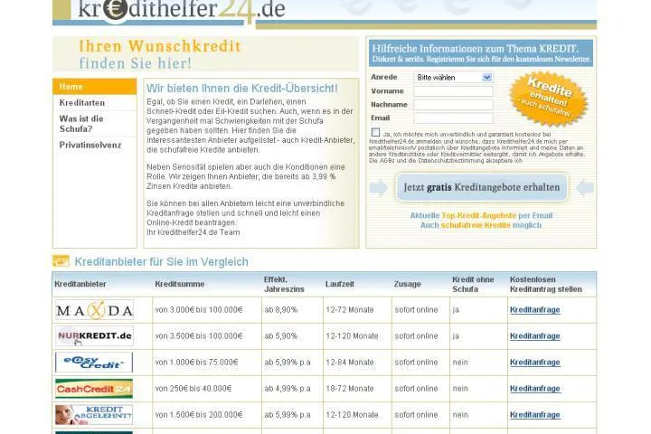 Kredithelfer24.de - Zwölf Kreditanbieter im Vergleich Bild: Kredithelfer24.de - Zwölf Kreditanbieter im Vergleich