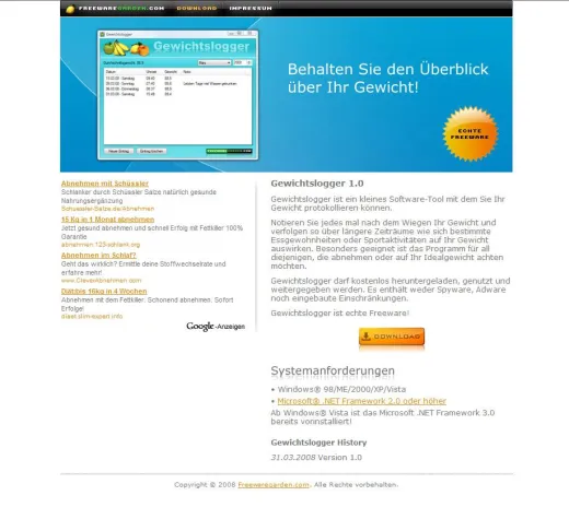 Bild: Kleines Freeware-Tool hilft beim Abnehmen