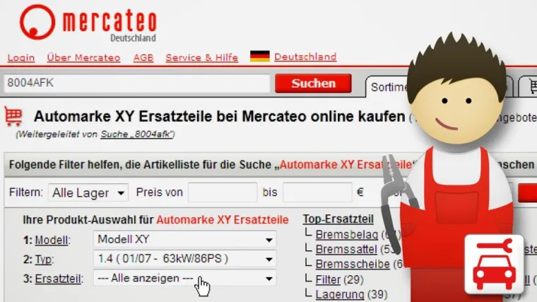 Bild: Mercateo bietet Kfz-Ersatzteilsuche über Schlüsselnummer