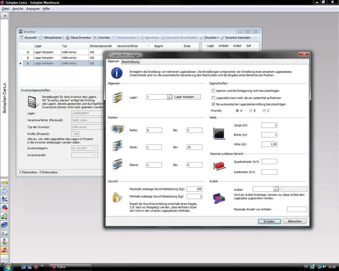 Mit CarLo Warehouse lässt sich leicht ein Lagerplatz einrichten.
