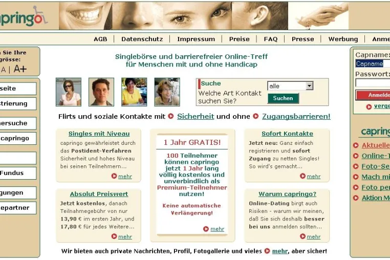 Bild: „capringo.de“ mit Postident für ein Höchstmaß an Sicherheit und Seriosität beim Online-Dating für Behinderte