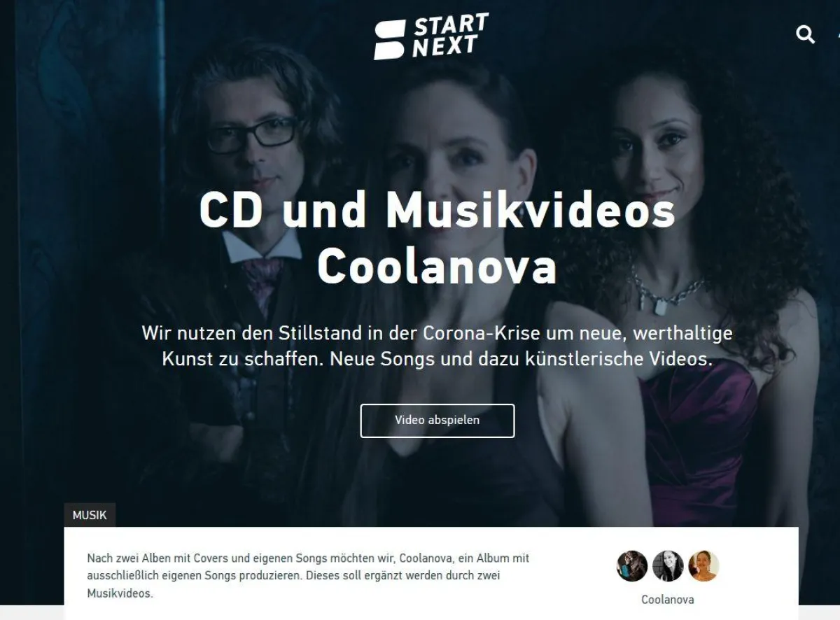 Crowdfunding-Kampagne der Band Coolanova zur Finanzierung einer CD