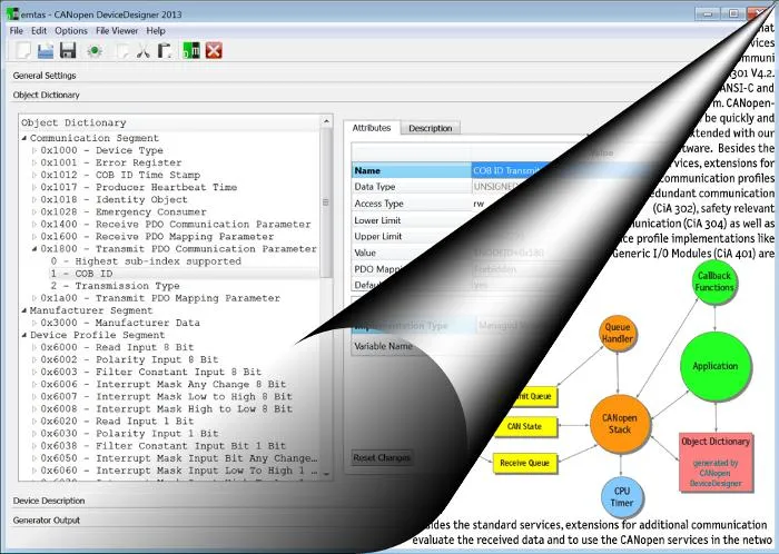 Bild: CANopen-Protokollstack mit CANopen-Applikationsdesigner