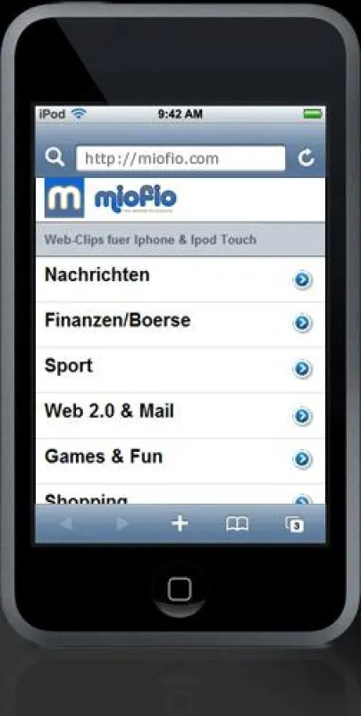 miofio.com - WebApps Verzeichnis mit Web-Clips für iPhone & iPod touch