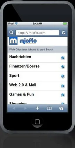 Bild: miofio.com - erstes deutsches WebApps Verzeichnis mit Web-Clips für iPhone & iPod touch