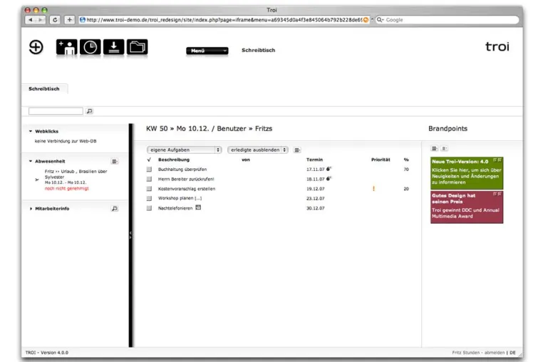 Bild: Neue Version der webbasierten Agentursoftware Troi