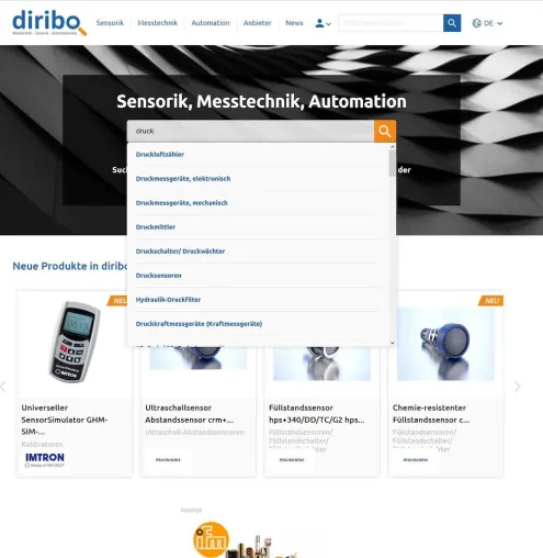 Bild: diribo – Produkte über detaillierte Suche einfach finden