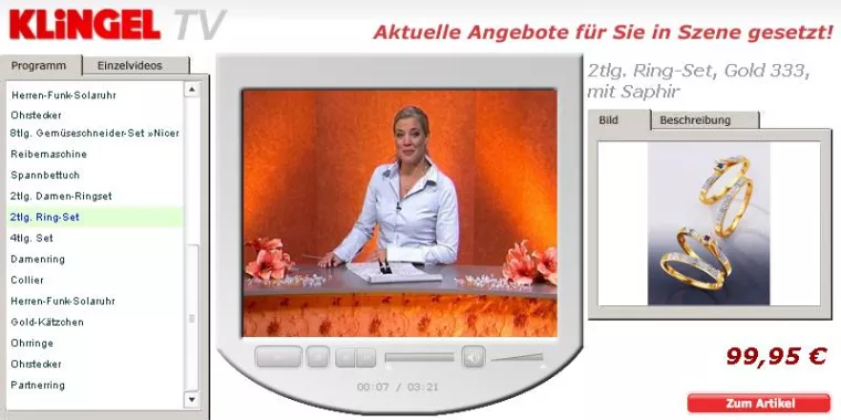 Bild: Versandhaus Klingel mit Produktvideos online