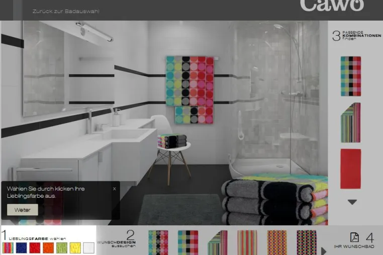 3D-Bad-Konfigurator unterstützt die online Markenbindung der CAWÖ Textil GmbH & Co. KG Bild: 3D-Bad-Konfigurator unterstützt die online Markenbindung der CAWÖ Textil GmbH & Co. KG