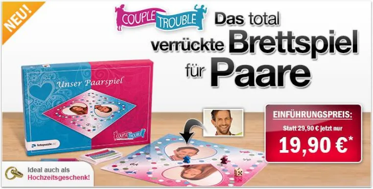 Couple Trouble – Das total verrückte Brettspiel für Paare Bild: Couple Trouble – Das total verrückte Brettspiel für Paare