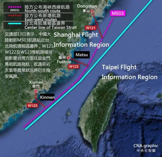Bild: Peking richtet vier Flugrouten über Taiwan ein - und gefährdet damit Frieden und Stabilität in der Region