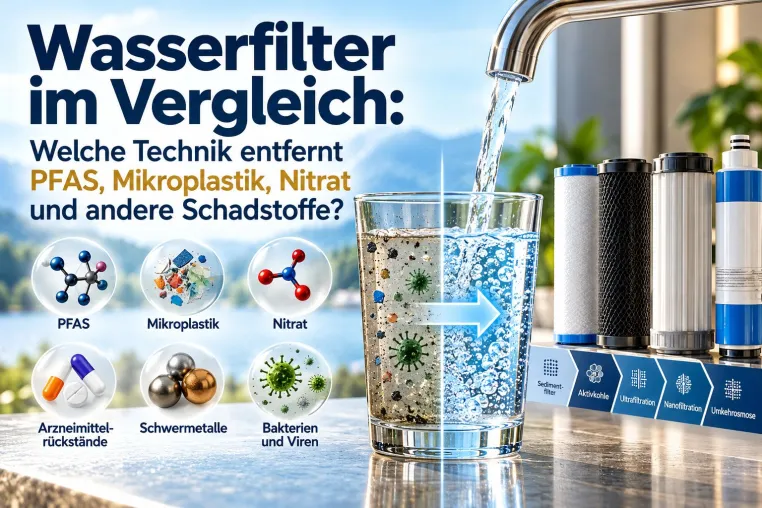 Bild: Wasserfilter im Vergleich: Welche Technik entfernt PFAS, Mikroplastik, Nitrat und andere Schadstoffe?
