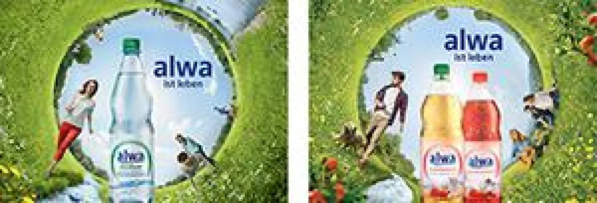 Die neuen Key Visuals für alwa Mineralwasser und Schorlen (Bilder: alwa)