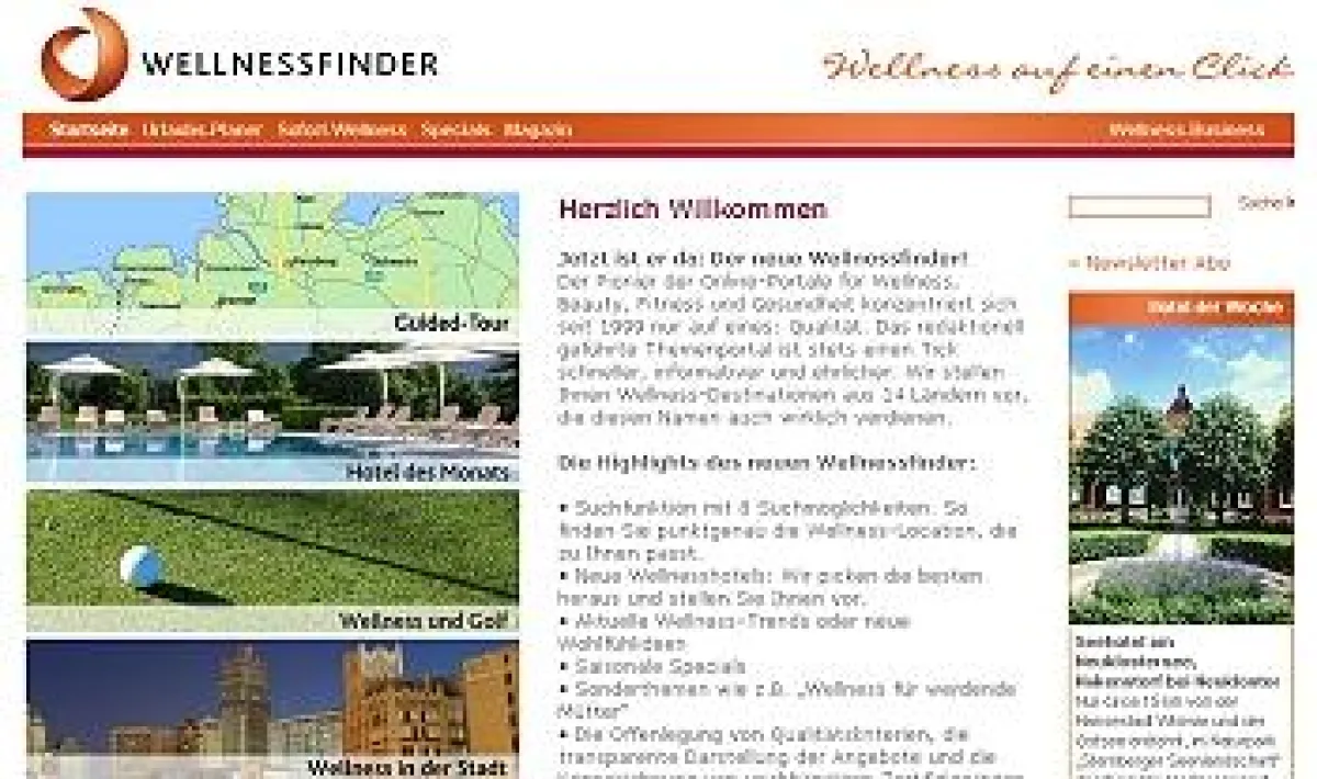 Der neue Wellnessfinder - ruhig und uebersichtlich