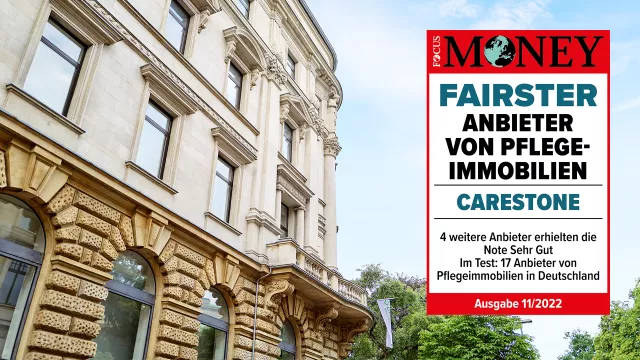 Bild: FOCUS-MONEY vergibt Bestnoten: Carestone ist „Fairster Anbieter von Pflegeimmobilien“
