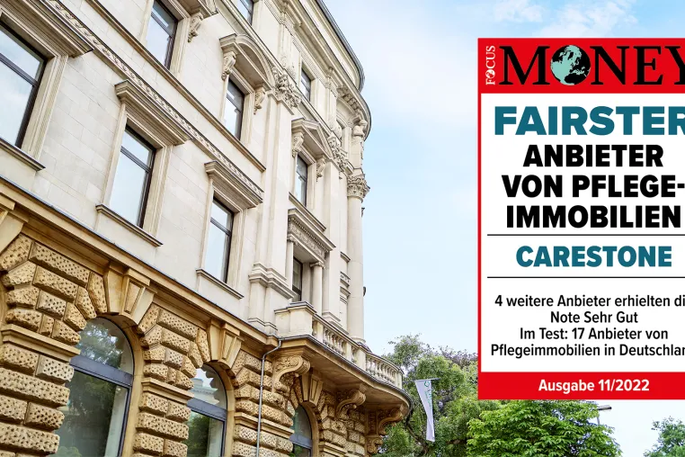 Bild: FOCUS-MONEY vergibt Bestnoten: Carestone ist „Fairster Anbieter von Pflegeimmobilien“
