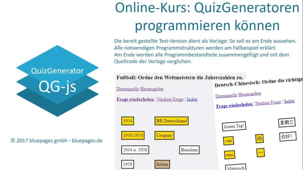 Online-Kurs zur Produktion von Quizgeneratoren