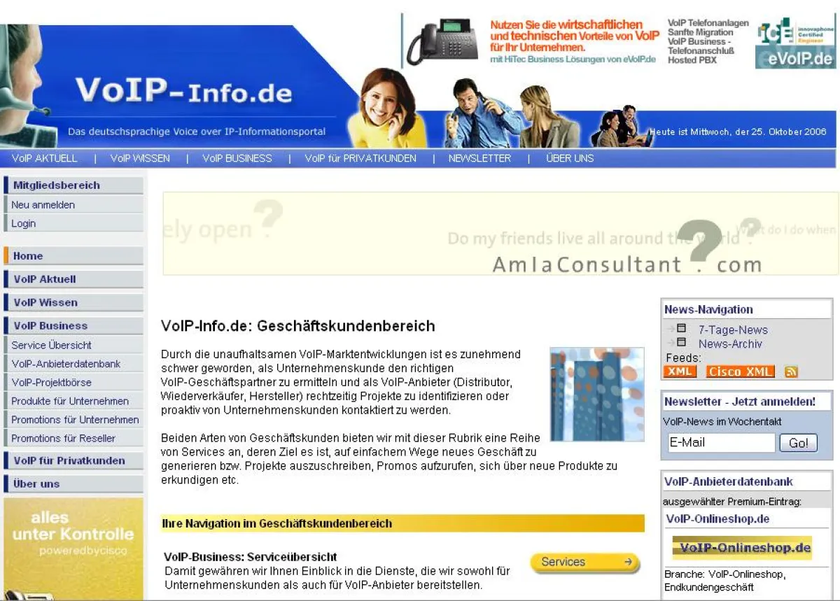Screenshot VoIP-Info.de Business-Bereich