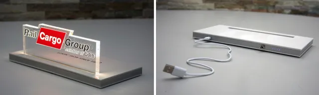 Bild: „Mini-LED-Tischaufsteller“ - Jetzt auch als mobile Version mit USB-Eingang und Akku