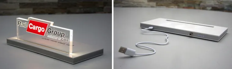 „Mini-LED-Tischaufsteller“ - Jetzt auch als mobile Version mit USB-Eingang und Akku Bild: „Mini-LED-Tischaufsteller“ - Jetzt auch als mobile Version mit USB-Eingang und Akku