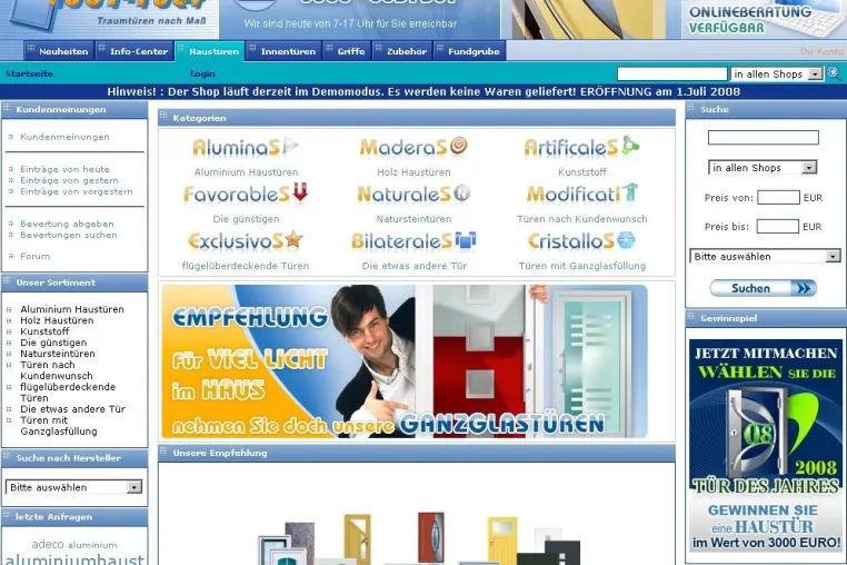 Bild: Neuer Onlineshop von 1001-tuer.de ab 1. Juli 2008 online