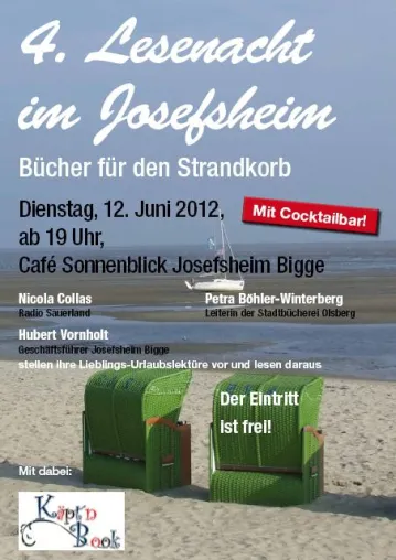 "Bücher für den Strandkorb": Josefsheim Bigge lädt ein zur 4. Lesenacht Bild: "Bücher für den Strandkorb": Josefsheim Bigge lädt ein zur 4. Lesenacht