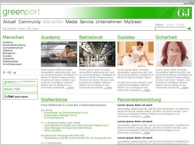 Bild: Design Aspekt gestaltet Greenport - das Intranet von Gruner + Jahr