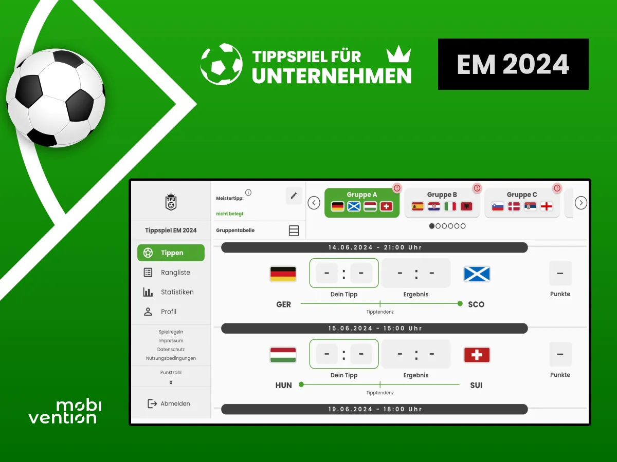 Tippspiel für Unternehmen EM 2024 (© mobivention)